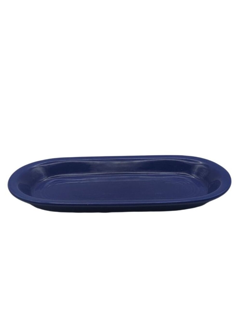 Homer Laughlin Fiestaware Cobalt Blue Ceramic Oval Bread Utility Tray Vintage